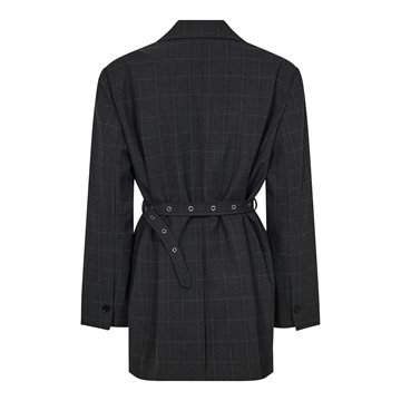 Haute L\' Amitié - Smokey Check Oversize Belt Blazer - Antracit